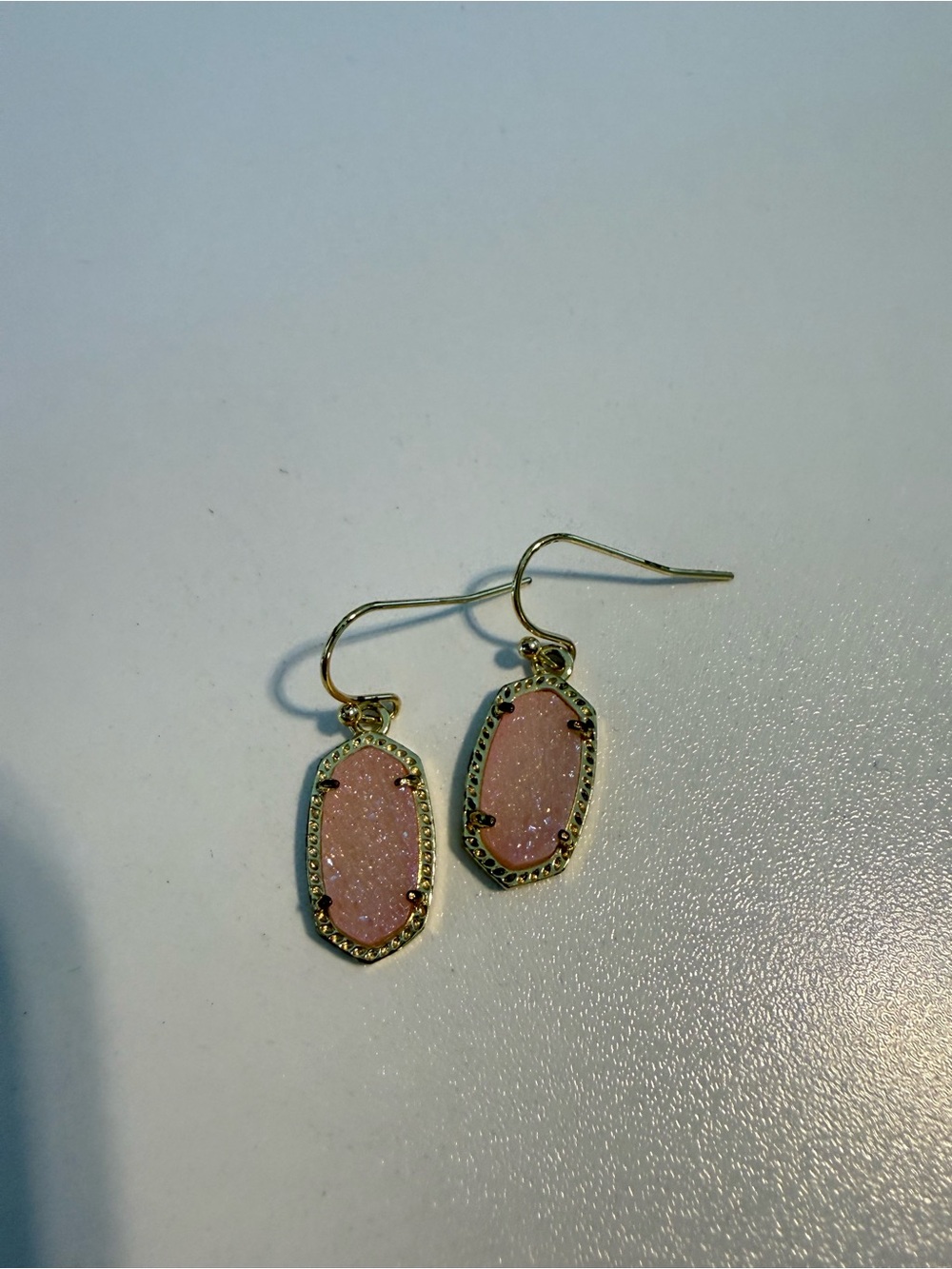 Kendra Scott Lee Gold Drop Pink Drusy Earrings